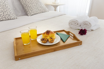 Breakfast tray in bed