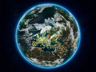 Lithuania on Earth at night