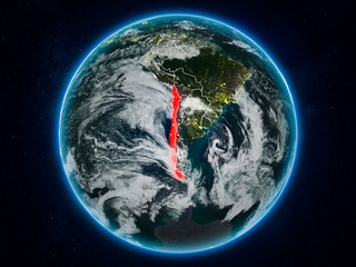 Chile on Earth at night