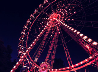 Ferris wheel in park at night