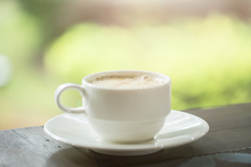 coffee cup on table in shop.