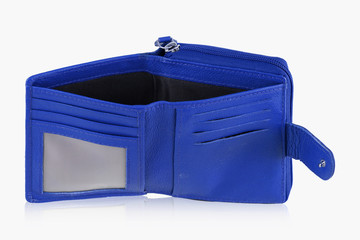 Beautiful blue color leather wallet with featuring slip pockets, multiple card slots and an ID card window, it scores high quite wallet with flip to fold it.