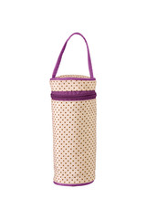 Lovely beige color soft dotted water bottle holder with purple color zip and holding option. Keep the water warm with this bag. 