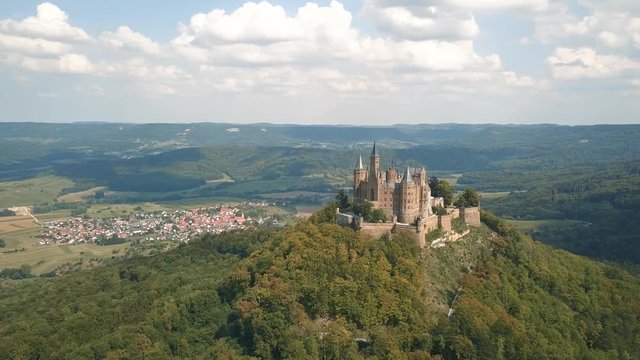 Aerial view of Hohenzollern castle, famous tourist place in Germany