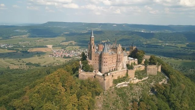 Aerial view of Hohenzollern castle, famous tourist place in Germany