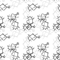 Elegant black seamless pattern with chaotic cracks in black, grey and white colors