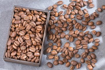 Colombian roasted coffee - Coffea. Top view