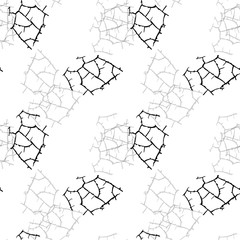 Elegant black seamless pattern with chaotic cracks in black, grey and white colors