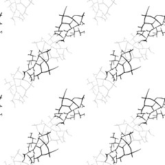 Elegant black seamless pattern with chaotic cracks in black, grey and white colors