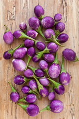 Group of baby violet eggplants.