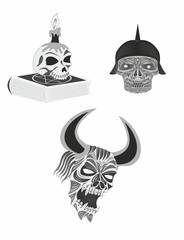 Black-and-white pictures of the head