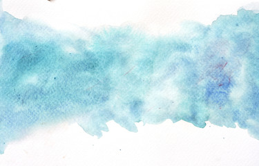 Abstract blue watercolor background on white