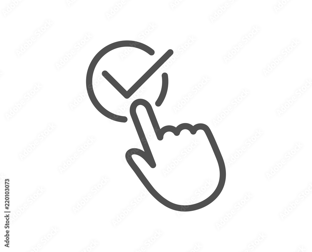Aufkleber checkbox line icon. accepted or confirmed sign. approve symbol. quality design element. classic styl