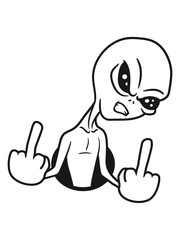 loch beleidigen wichser mittelfinger fuck you off wütend alien ausserirdischer weltall ufo weltraum besucher grau grey grusselig entführen monster böse comic cartoon clipart