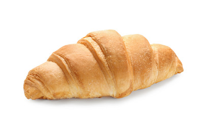 Tasty croissant on white background