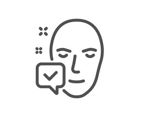 Face accepted line icon. Access granted sign. Facial identification success symbol. Quality design element. Classic style. Editable stroke. Vector