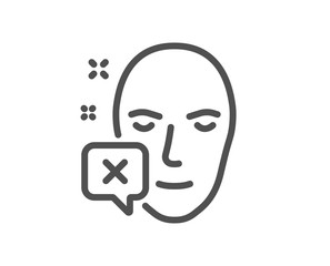 Face declined line icon. Human profile sign. Facial identification error symbol. Quality design element. Classic style. Editable stroke. Vector