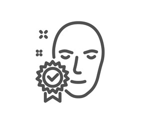 Face verified line icon. Access granted sign. Facial identification success symbol. Quality design element. Classic style verified person. Editable stroke. Vector