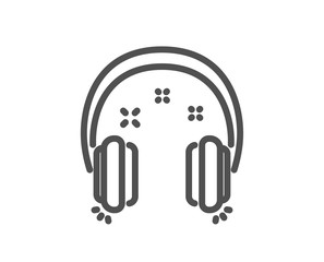 Headphones line icon. Music listen sign. Musical earphones symbol. Quality design element. Classic style headphones. Editable stroke. Vector