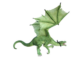 3D Rendering Fantasy Dragon on White