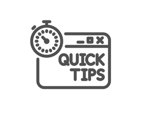 Quick tips line icon. Helpful tricks sign. Tutorials with timer symbol. Quality design element. Classic style. Editable stroke. Vector