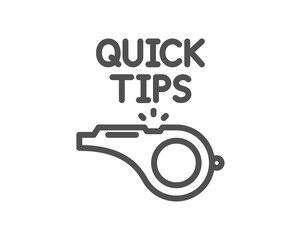 Quick tips whistle line icon. Helpful tricks sign. Quality design element. Classic style. Editable stroke. Vector