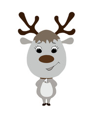 Cheerful deer with big horns and bell