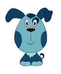Funny blue puppy with spots and head in the form of a big egg