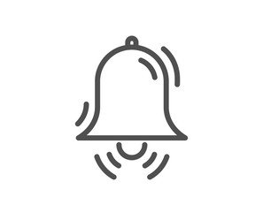 Clock bell line icon. Alarm sign. Quality design element. Classic style alarm bell. Editable stroke. Vector