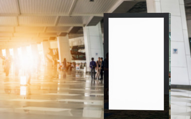 Blank billboard posters in the airport,Empty advertising billboard at aerodrome.