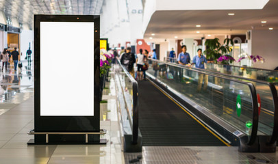 Blank billboard posters in the airport,Empty advertising billboard at aerodrome.