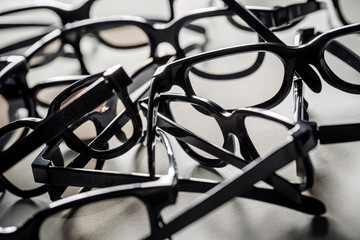 3d glasses on a white background. Eyeglasses frames texture.