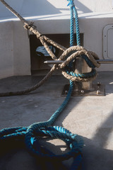 Fototapeta premium Stern of a ship, ropes and knots