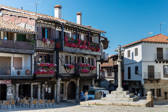 Streets and buildings of the town of La Alberca in Salamanca, Spain