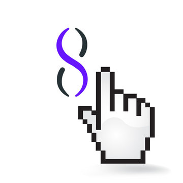 SingularityNET Cryptocurrency Coin Sign Hand Cursor Click Isolated