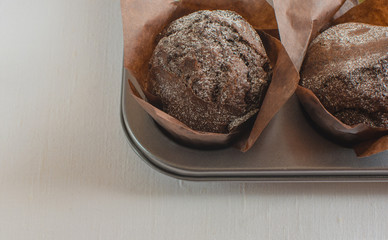 Chocolate muffins top view