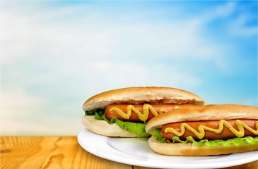 Barbecue Grilled Hot Dog with Yellow Mustard