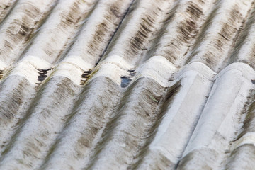 A close up of old corrugated iron roofing