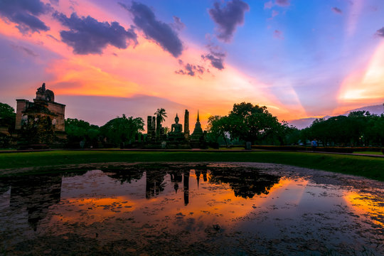 Sukhothai historical park, the old town of Thailand in 800 year ago