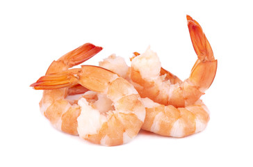 Red cooked tiger shrimps isolated on white background