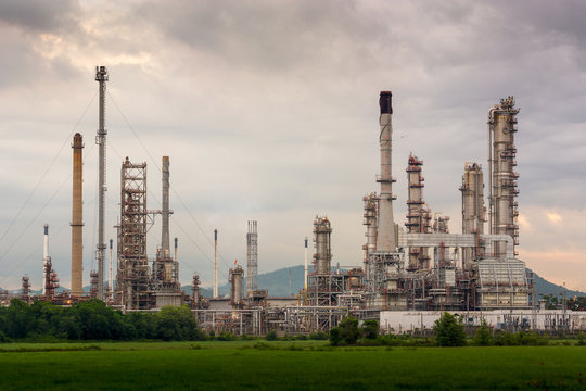 oil refinery plant against blue sky
