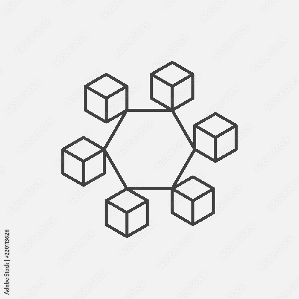 Poster cryptocurrency and blockchain icons or logo.