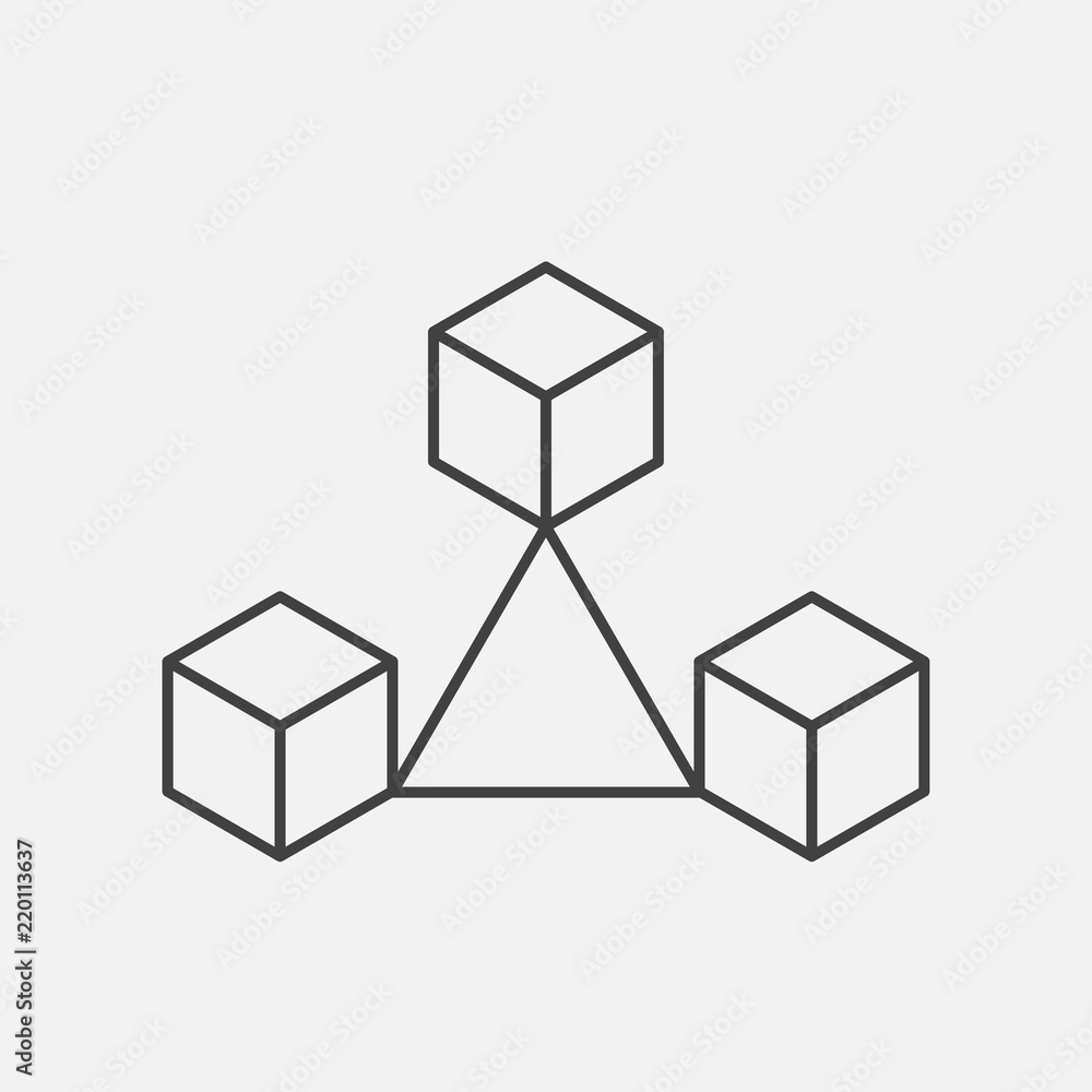 Aufkleber blockchain technology thin line style. vector block chain icons or logo.