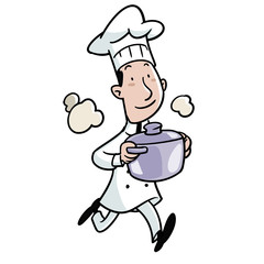 Cocinero con una olla