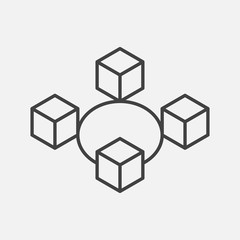Obraz premium Technologia cienkich linii w technologii Blockchain. Wektorowe ikony łańcucha łańcucha lub logo.