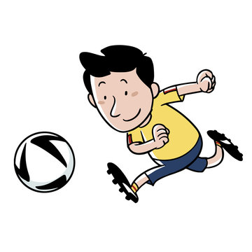 Dibujo de un futbolista corriendo tras la pelota