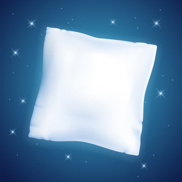Feather pillow against the starry night sky