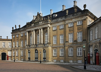 Fototapeta na wymiar Amalienborg. Christian VII's palace (Moltke's palace) in Copenhagen. Denmark
