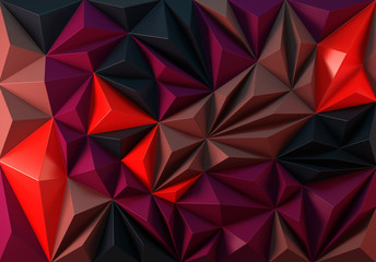 Polygonal abstraction of modern art, a panel of triangles. 3D rendering