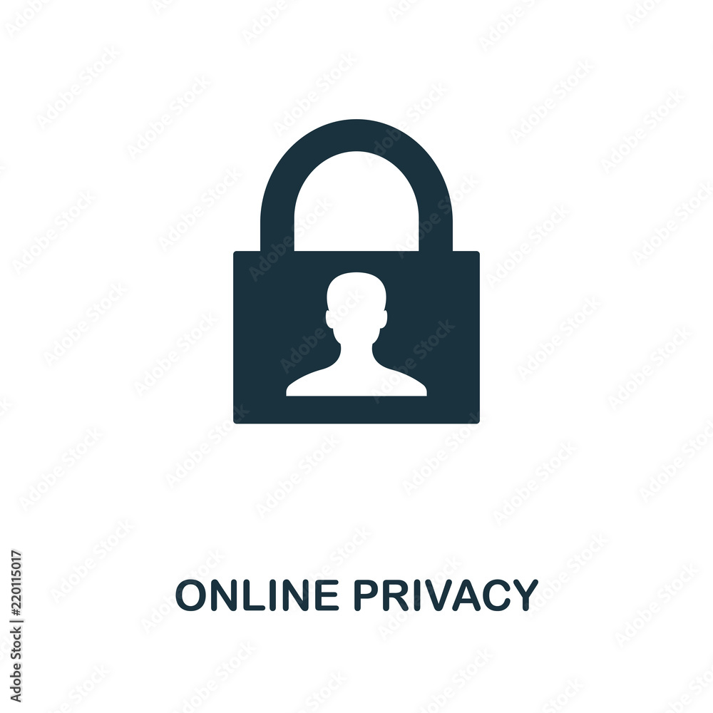 Poster online privacy icon. monochrome style design from internet security icon collection. ui. pixel perfe